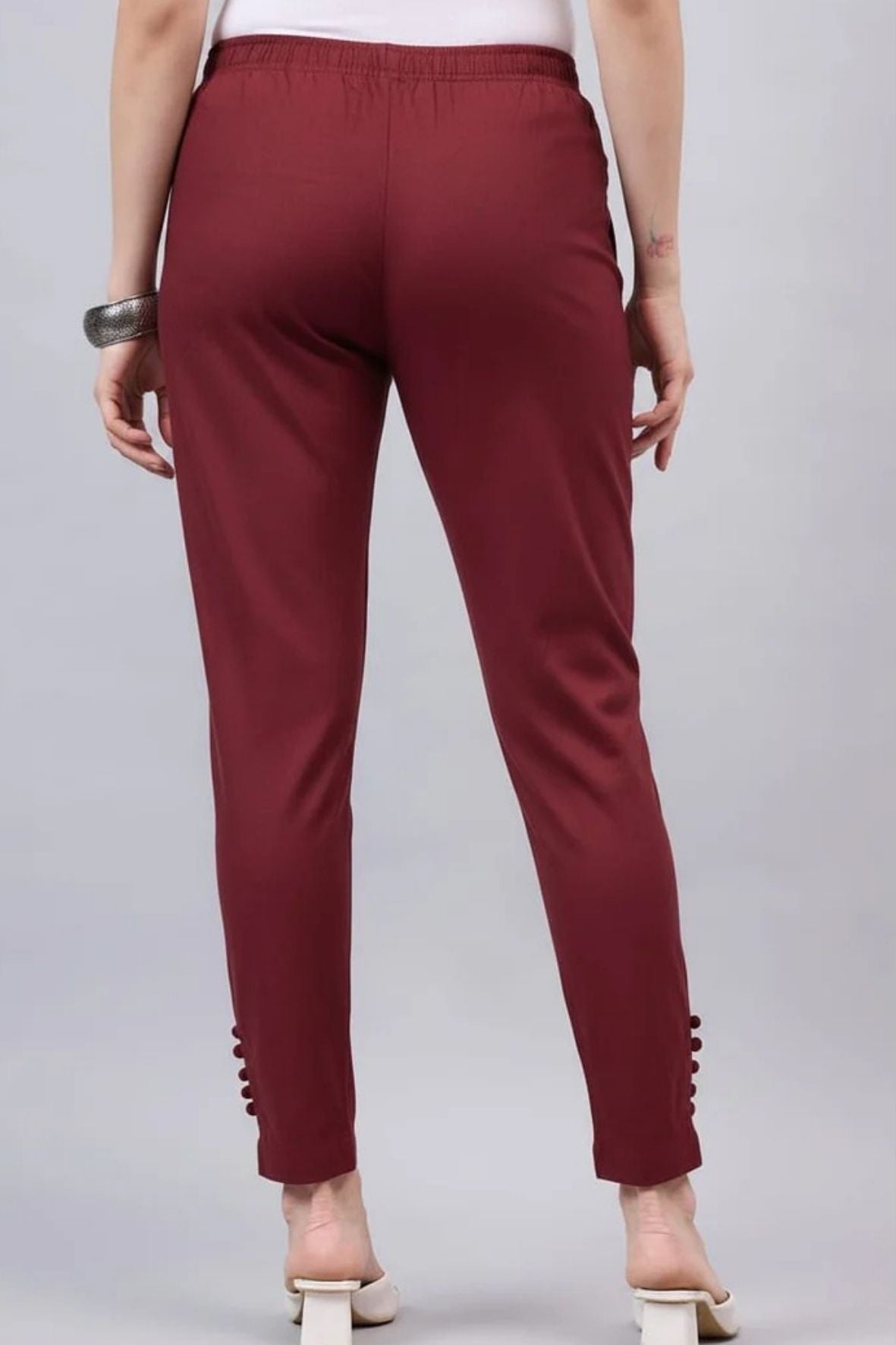 Maroon Regular Fit Potli Pants