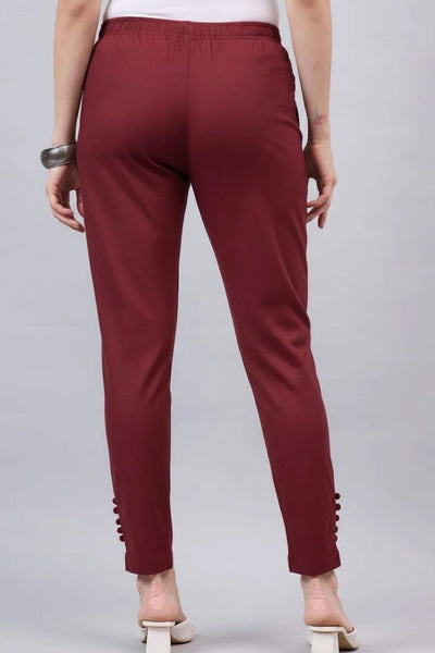 Maroon Regular Fit Potli Pants