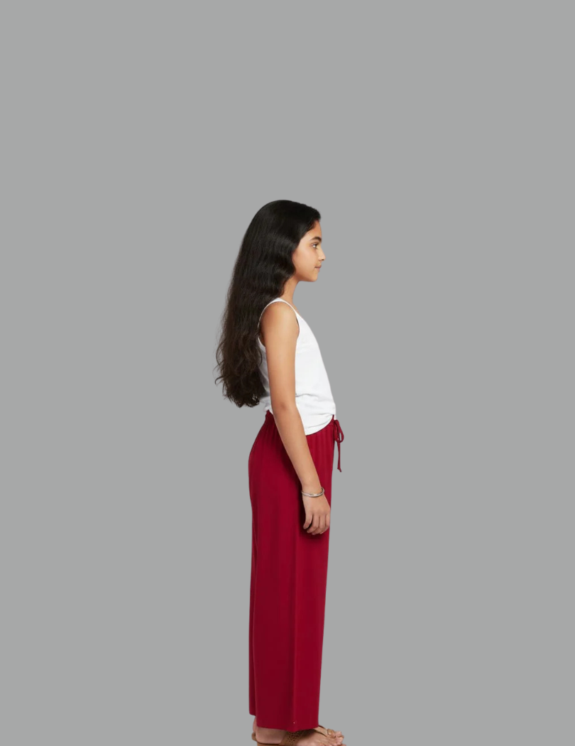 Kids Maroon Rayon Palazzo
