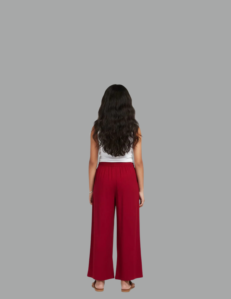 Kids Maroon Rayon Palazzo