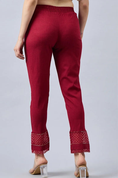 Maroon Sequin Lace Pants