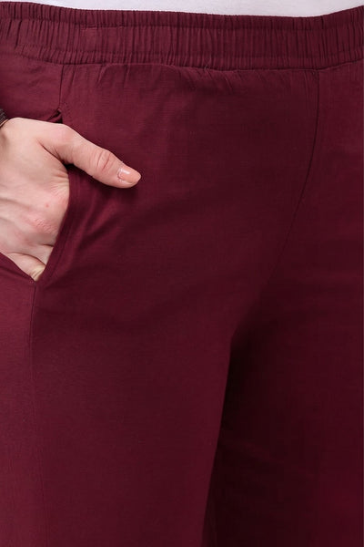 Maroon Regular Fit Potli Pants