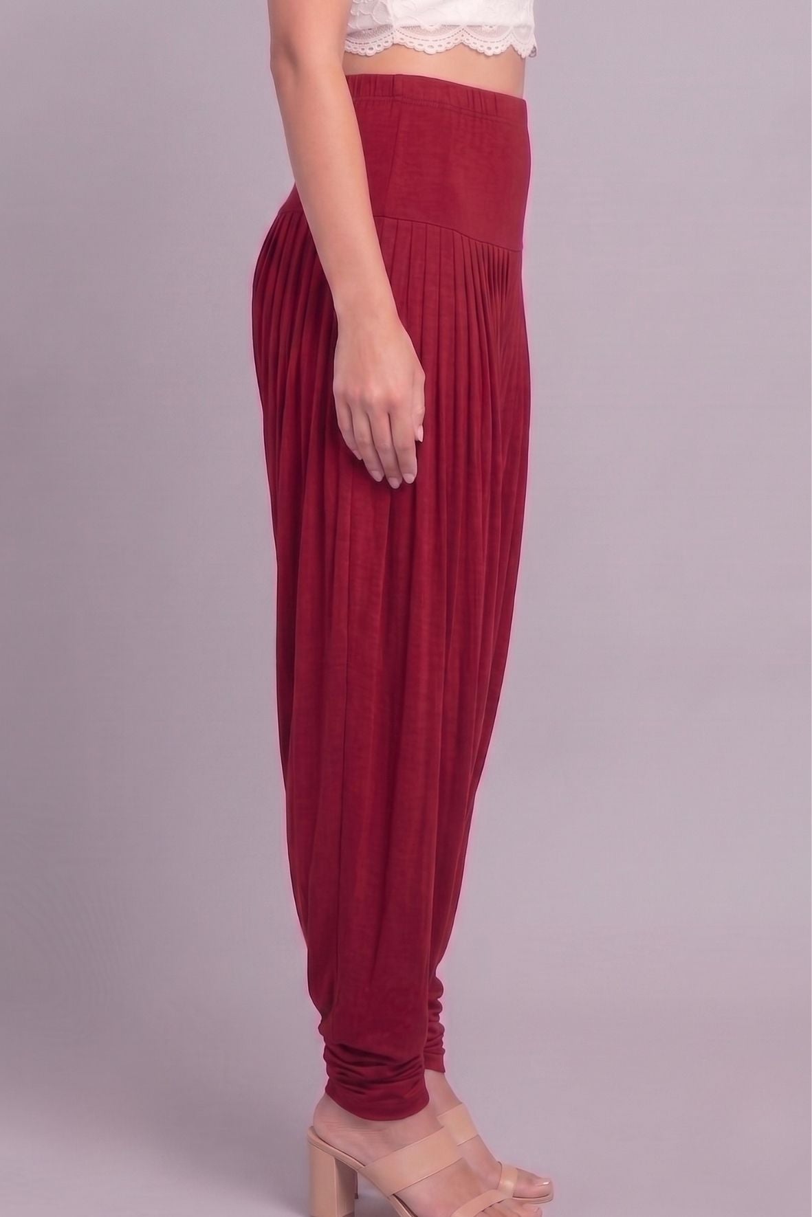 Maroon Viscose Plain Dhoti