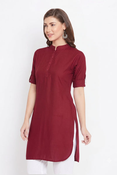 Maroon Solid Color Kurti