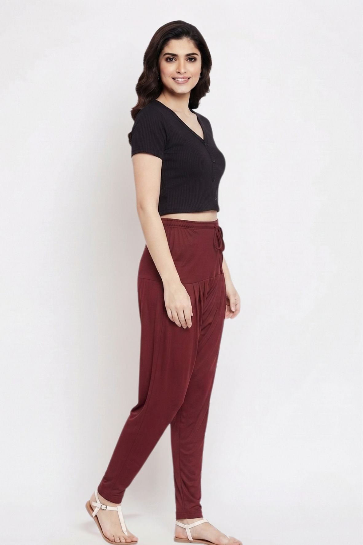 Maroon Plain Viscose Patiala