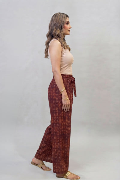 Maroon  Ikat Printed Palazzo