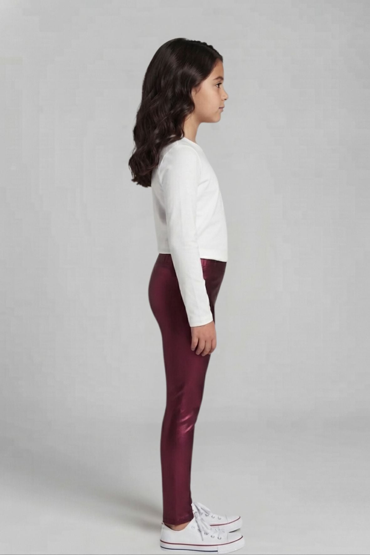 Maroon Metallic Leggings