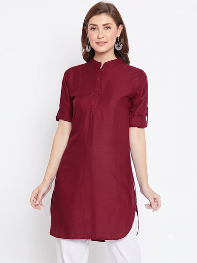 White Solid Color Kurti