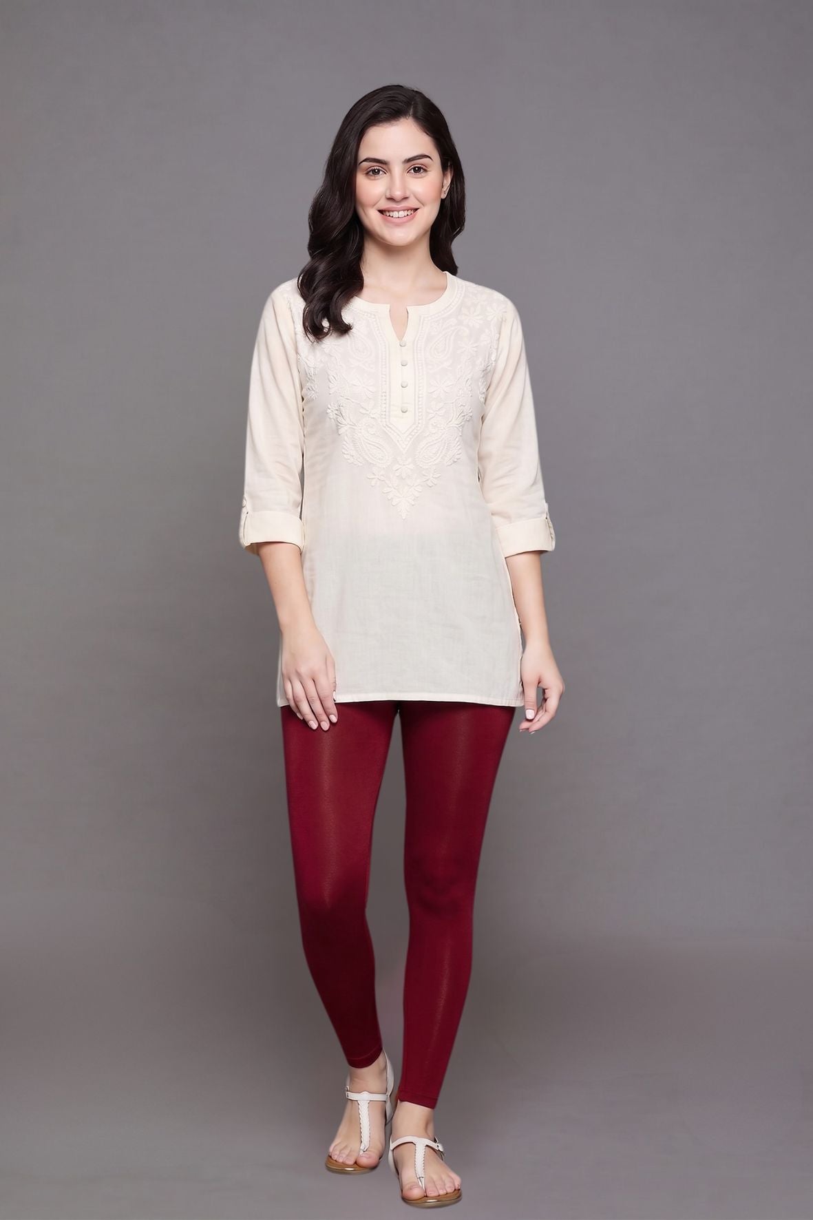 Maroon Viscose Ankle Legging