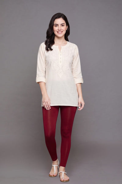 Maroon Viscose Ankle Legging