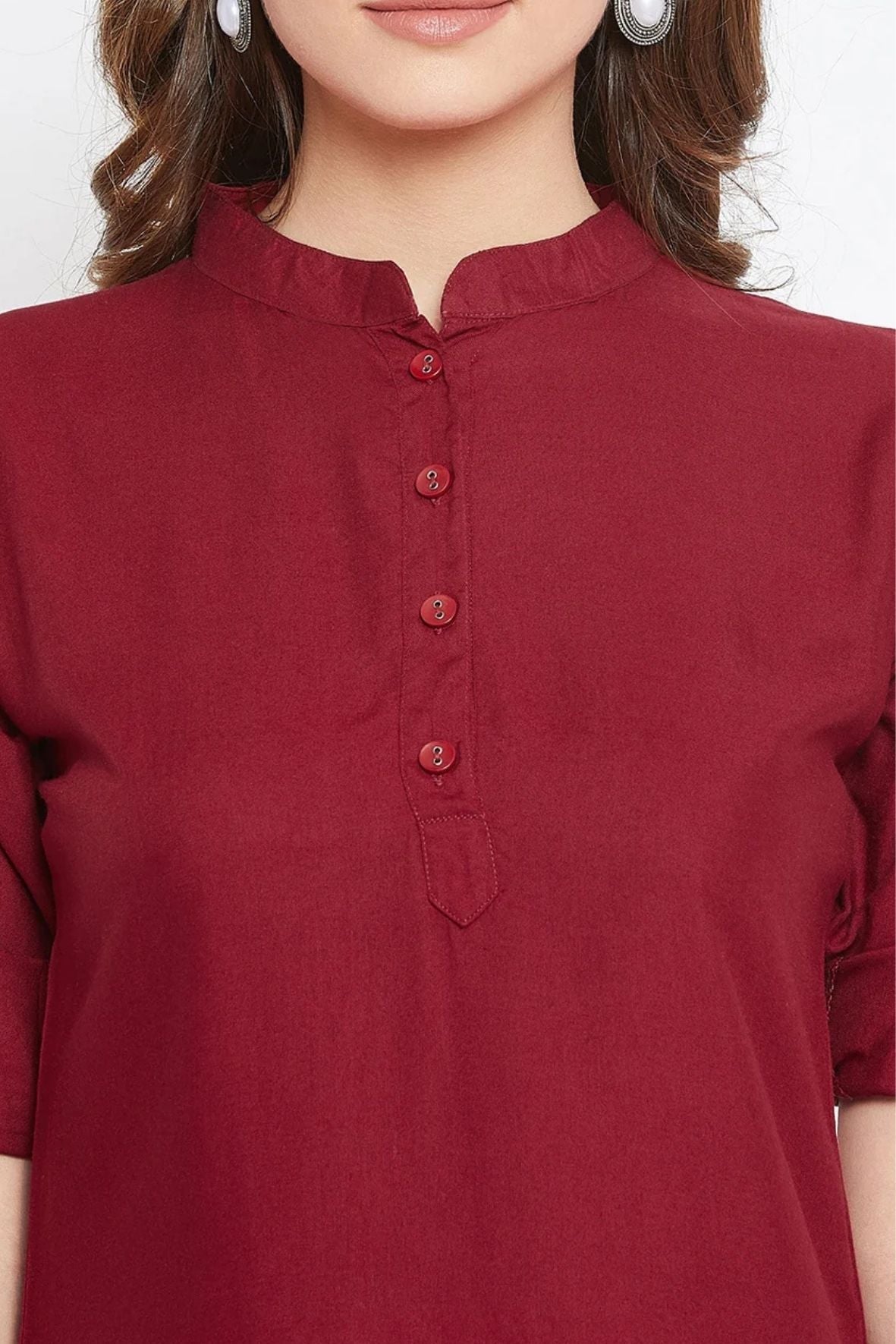 Maroon Solid Color Kurti
