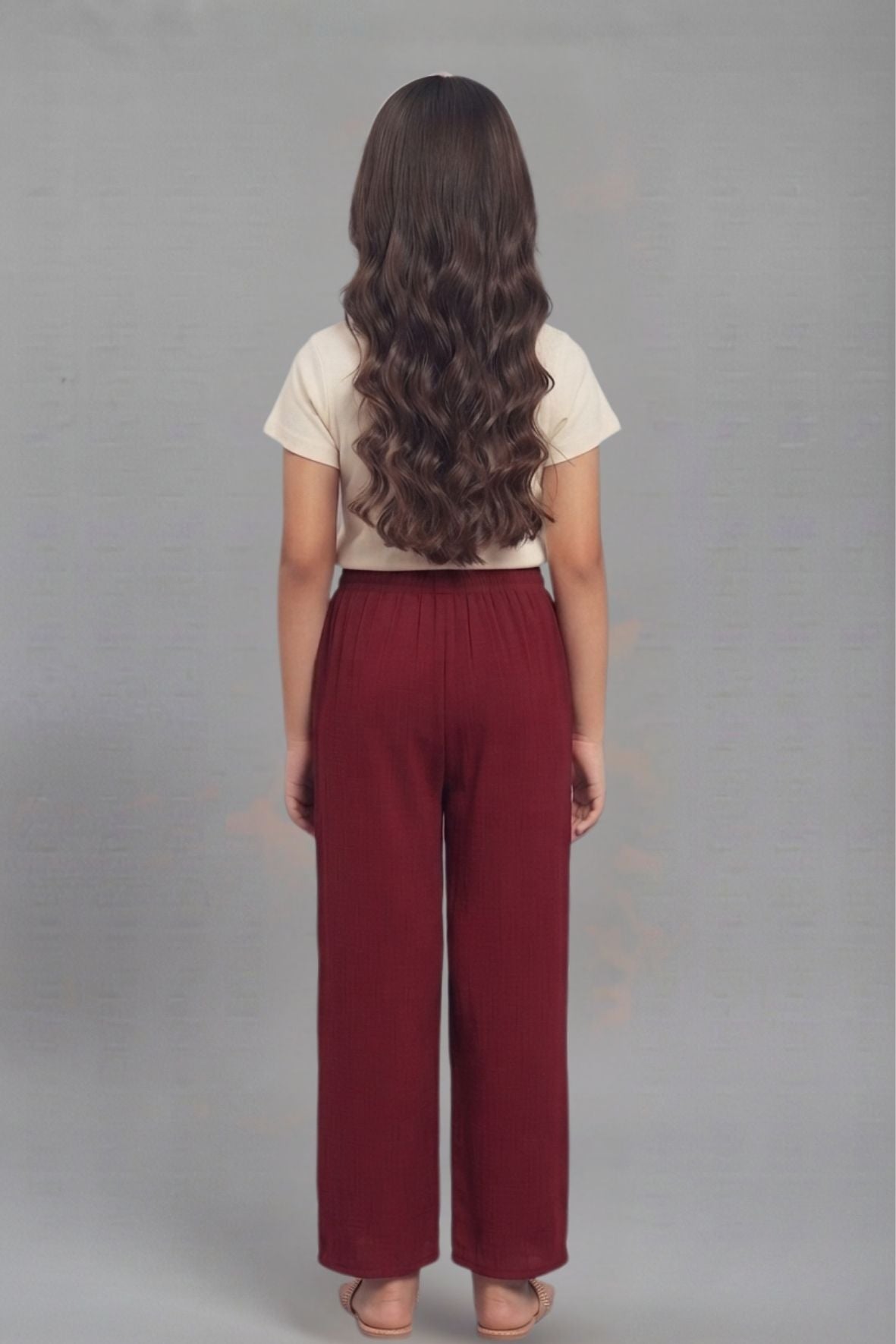 Kids Maroon Rayon Palazzo