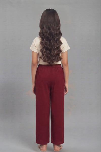 Kids Maroon Rayon Palazzo