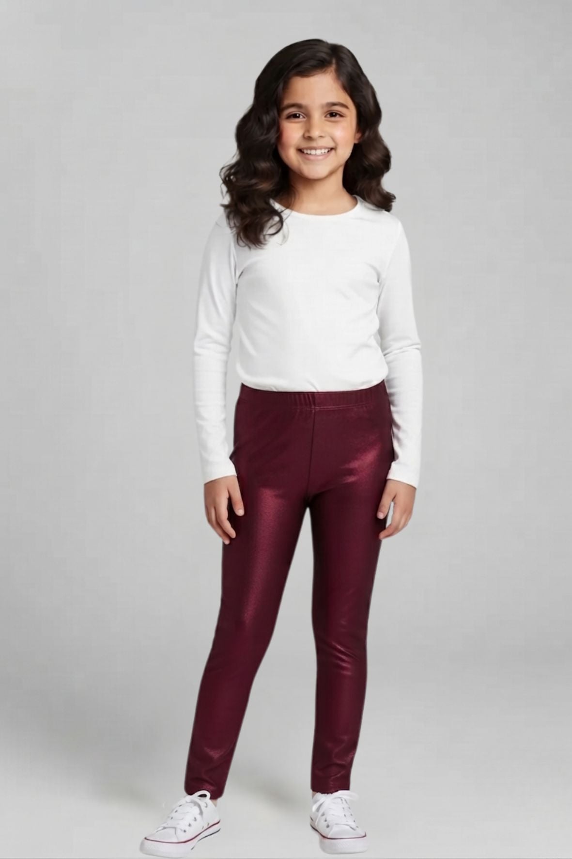 Maroon Metallic Leggings