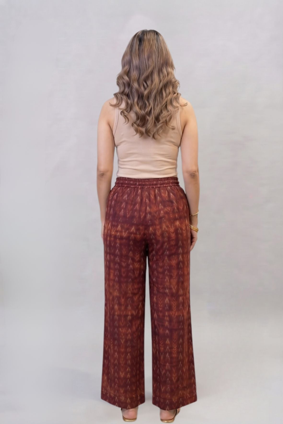 Maroon  Ikat Printed Palazzo