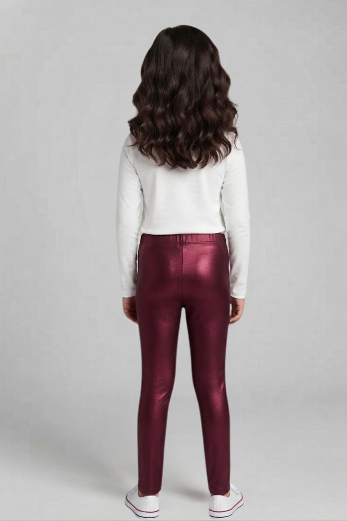 Maroon Metallic Leggings