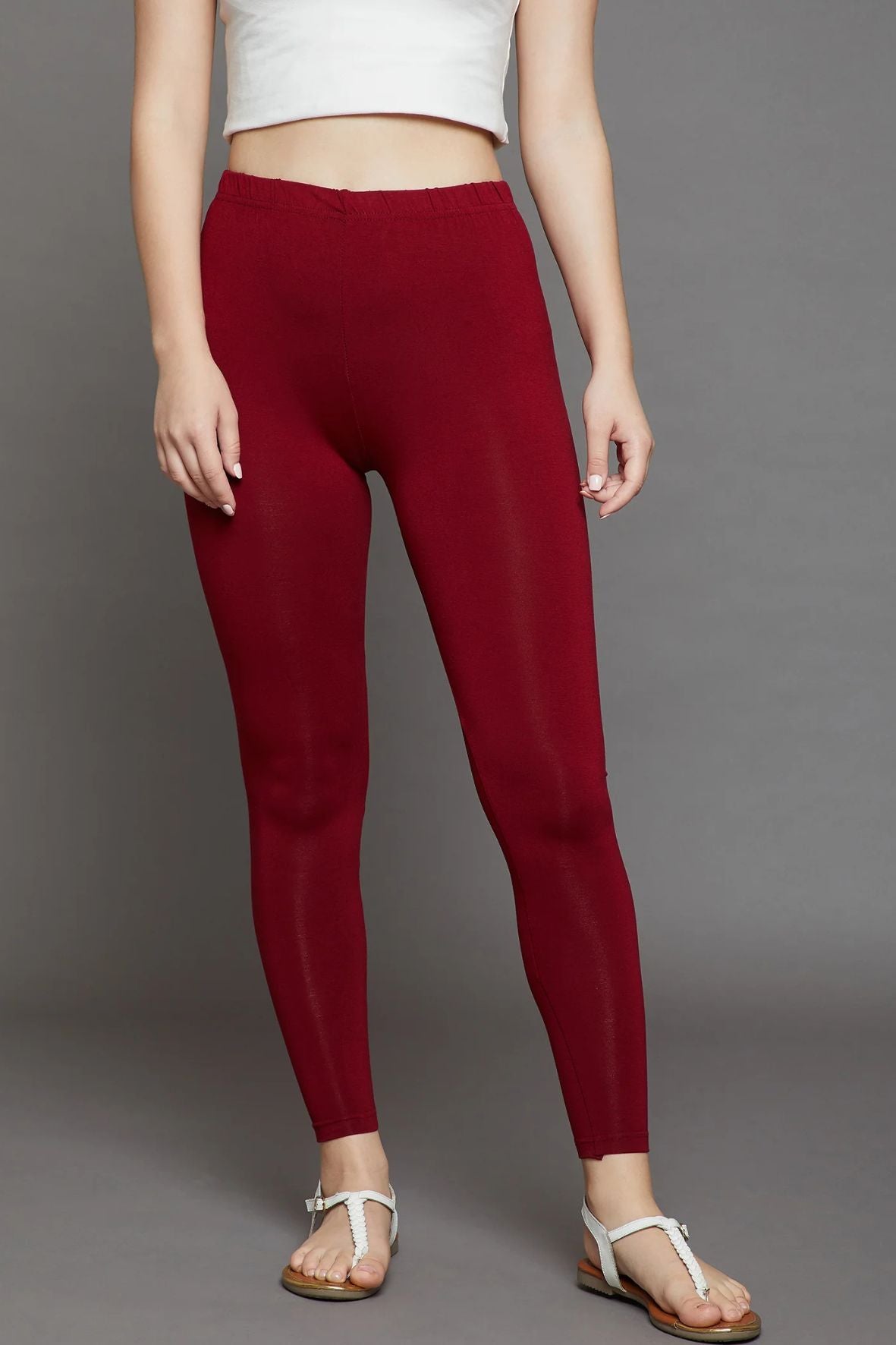 Maroon Viscose Ankle Legging