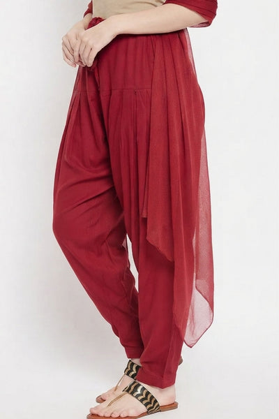 Maroon Rayon Plain Patiala(No Duppatta)