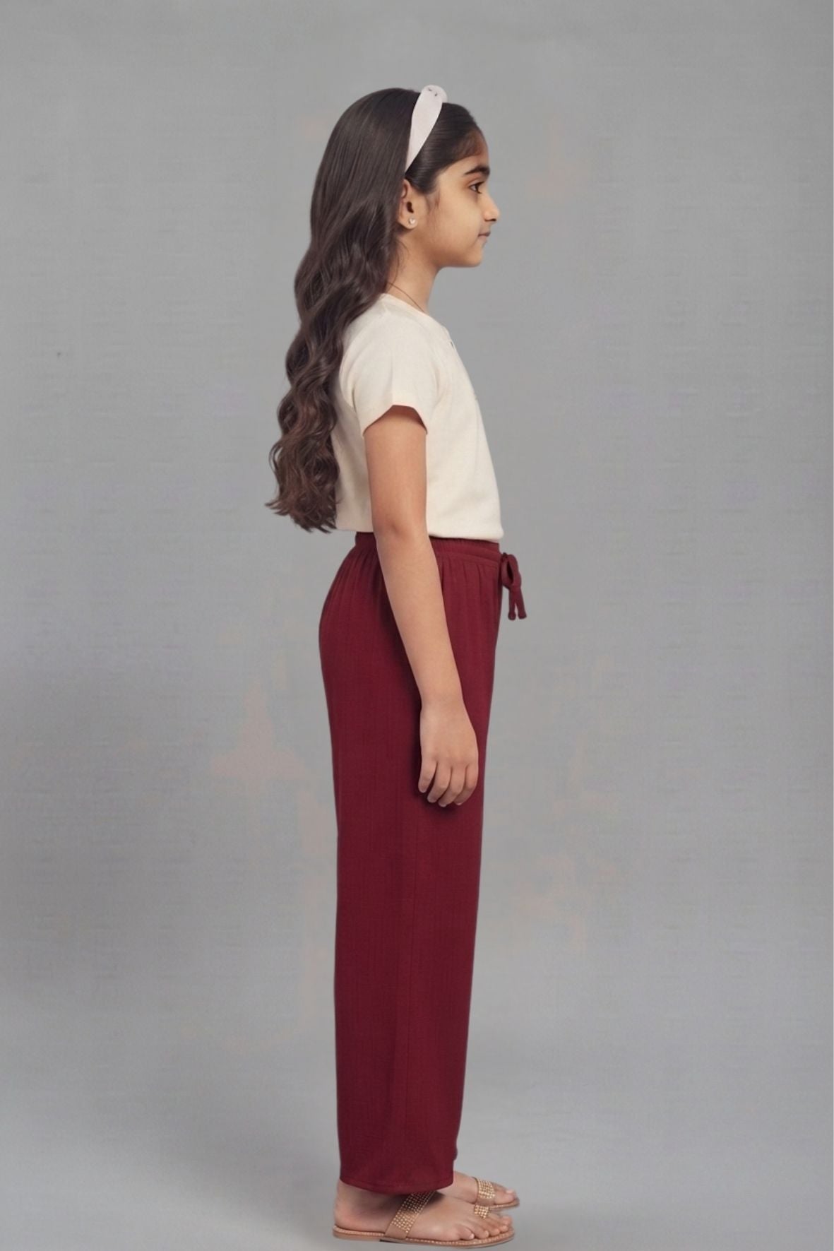 Kids Maroon Rayon Palazzo