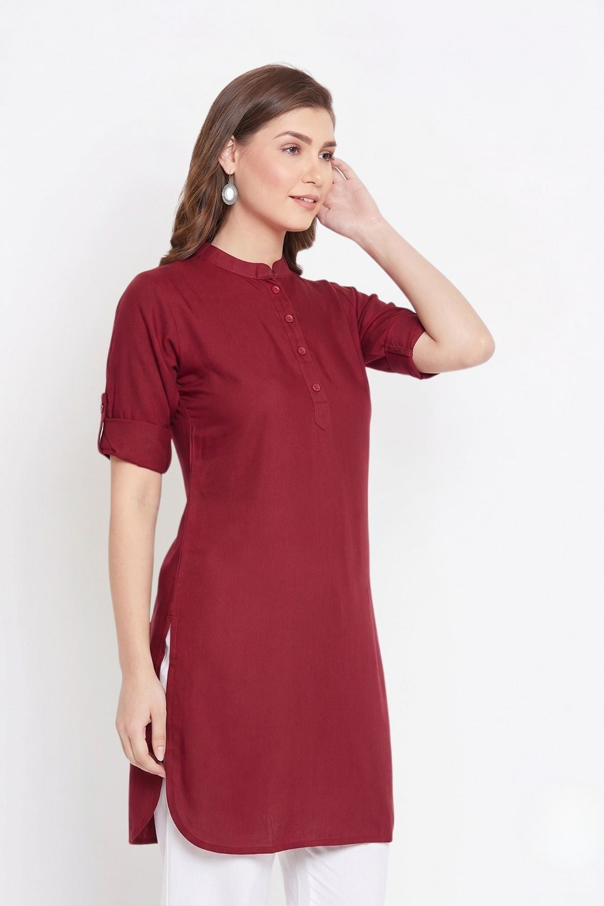 Maroon Solid Color Kurti