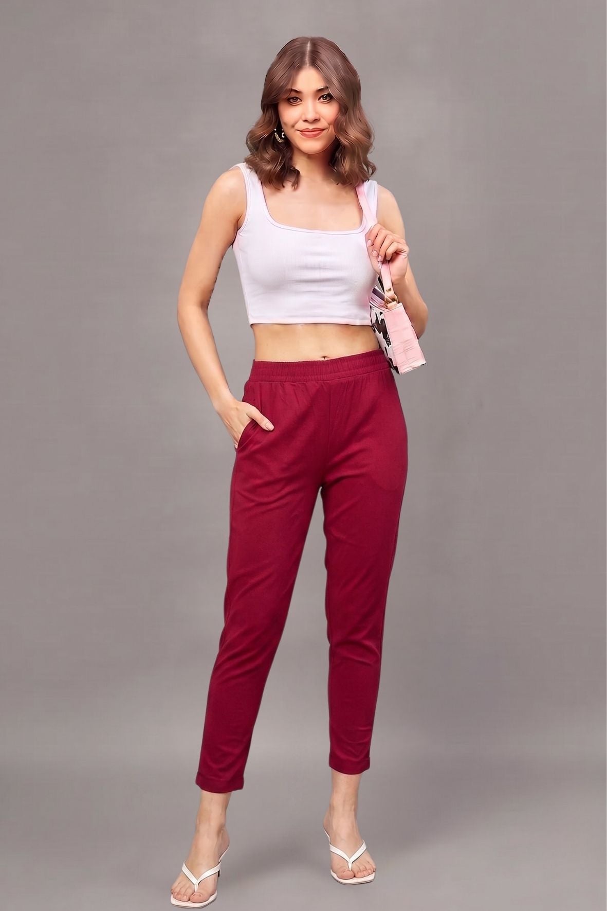 Maroon Colour Straight Pant