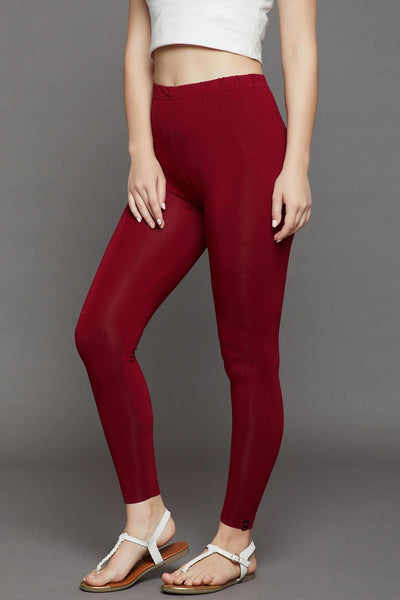 Maroon Viscose Ankle Legging