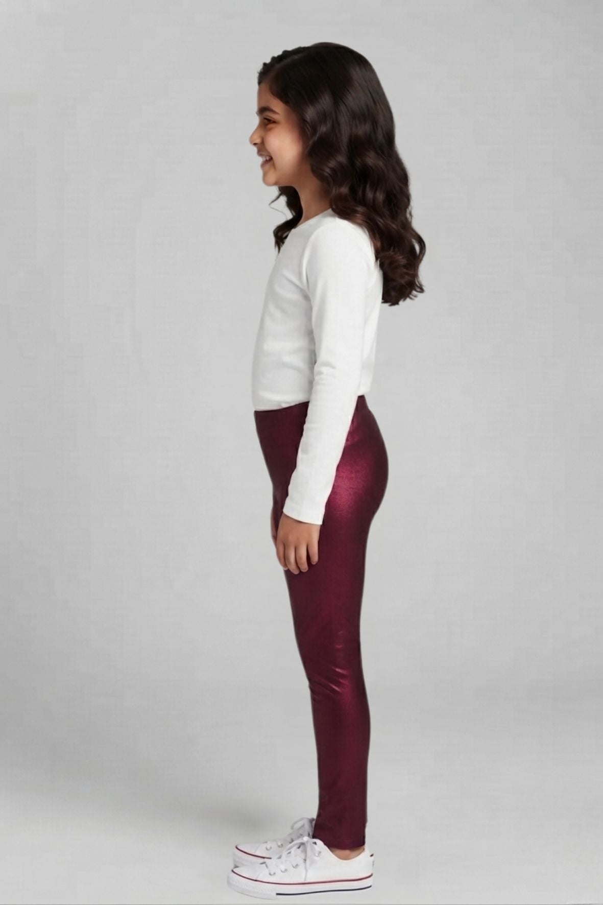 Maroon Metallic Leggings