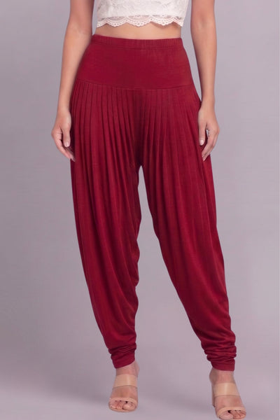 Maroon Viscose Plain Dhoti