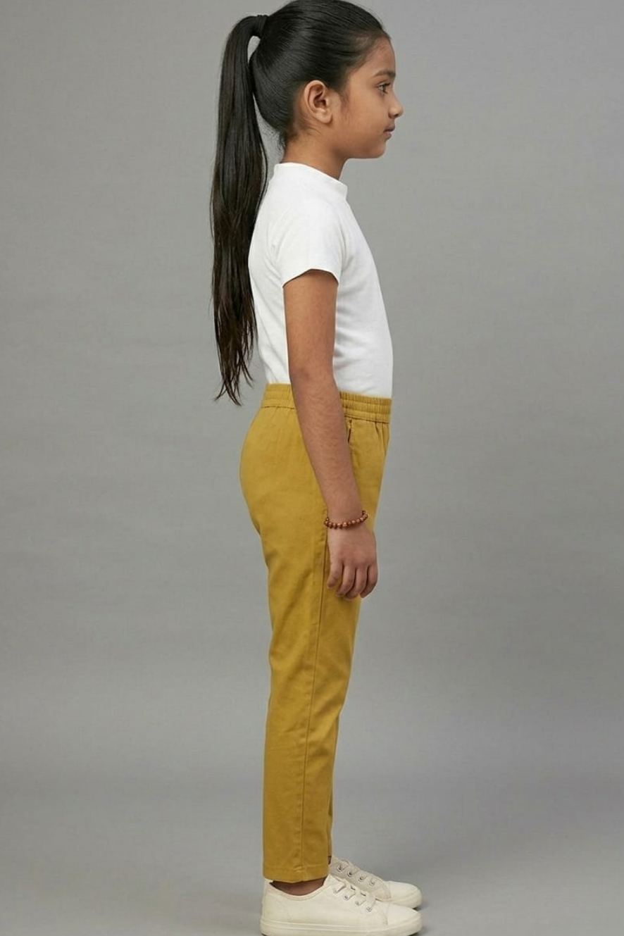 Girls Mustard Colour Straight Pant