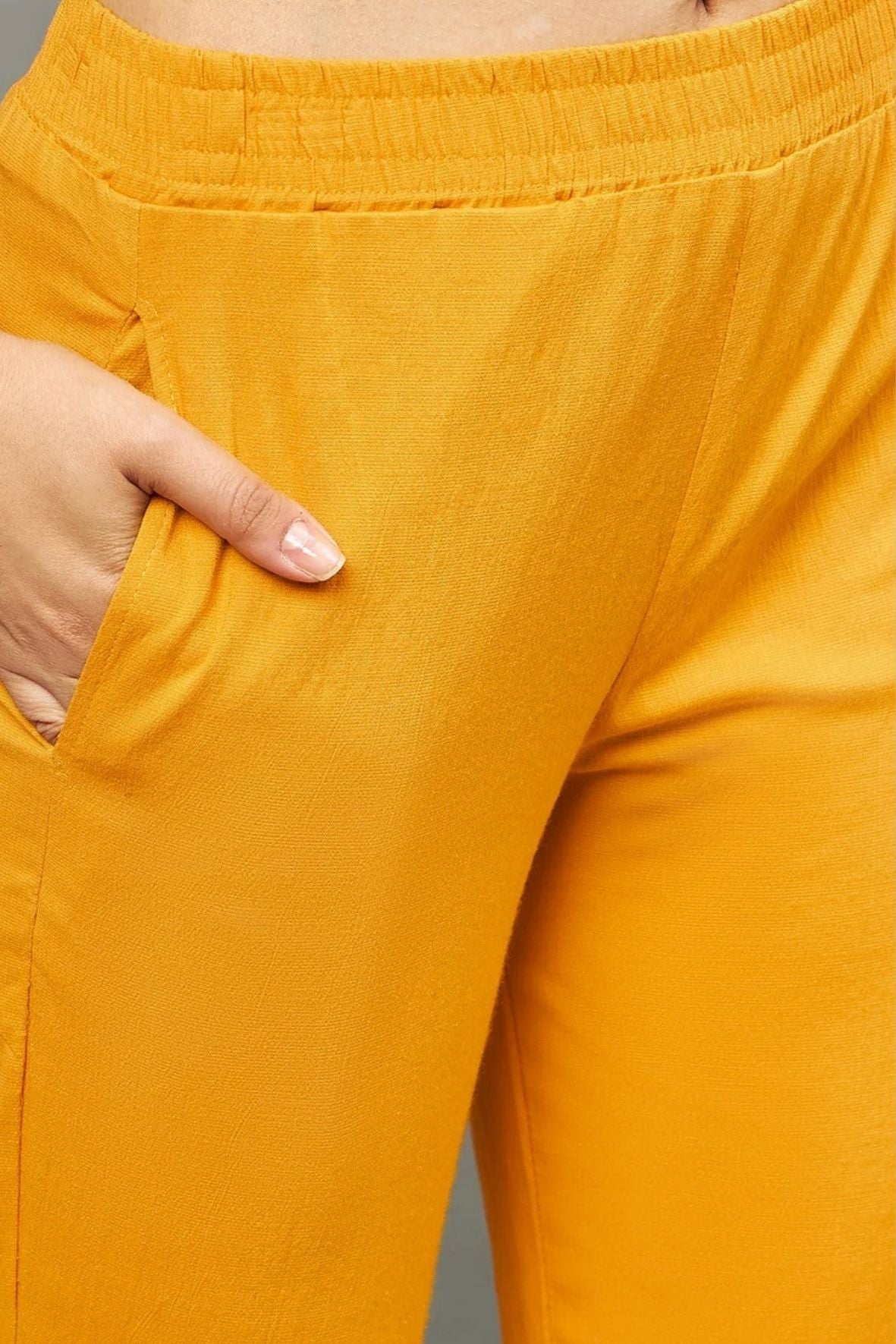 Mustard Regular Fit Potli Pants