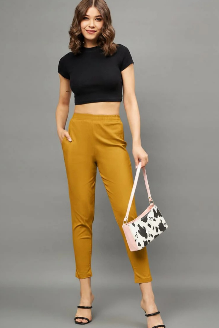Mustard Colour Straight Pant