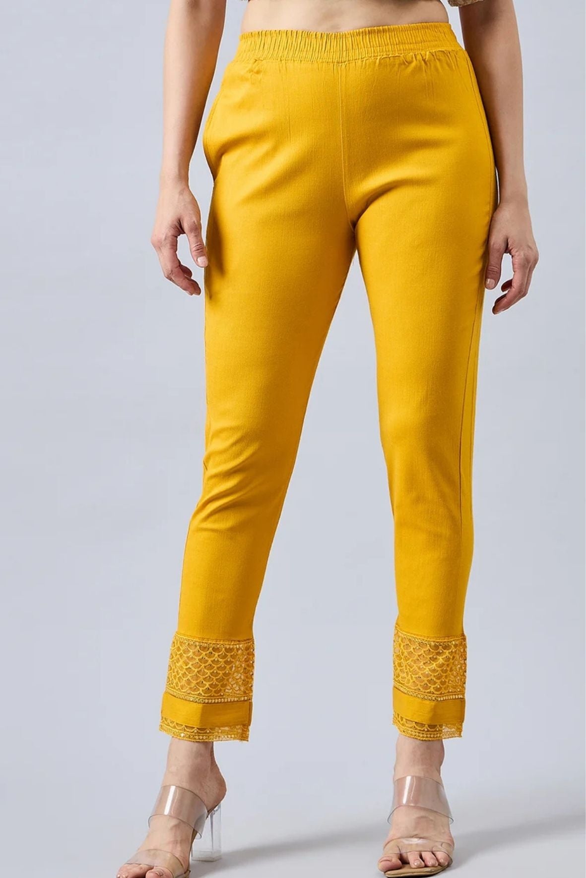 Mustard Sequin Lace Pants