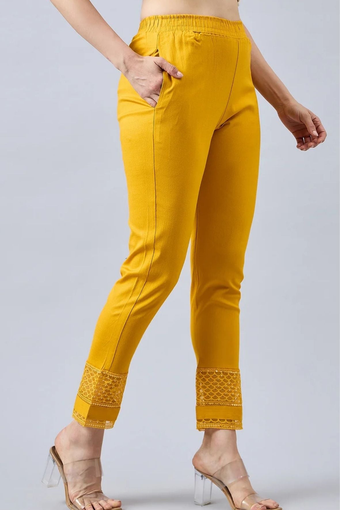 Mustard Sequin Lace Pants