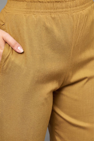 Mustard Colour Straight Pant