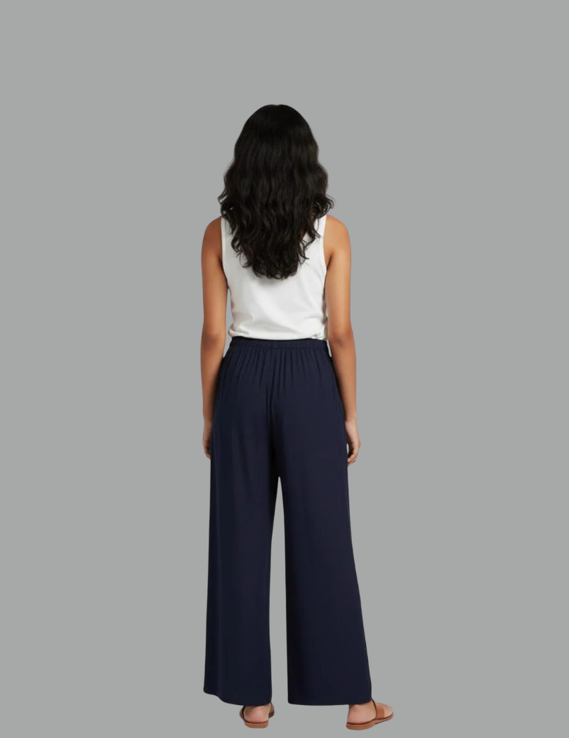 Kids Navy Blue Rayon Palazzo