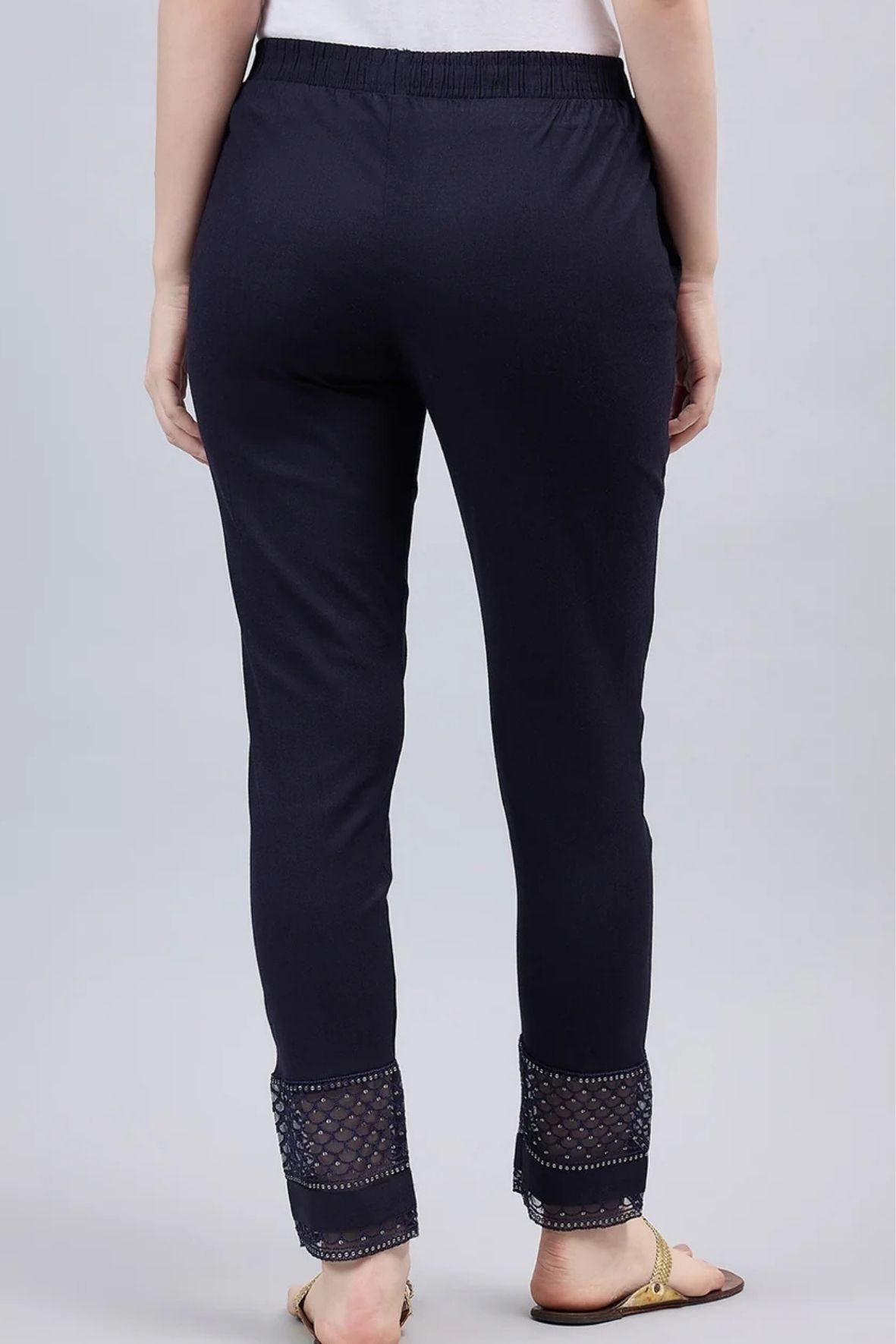 Navy Blue Sequin Lace Pants