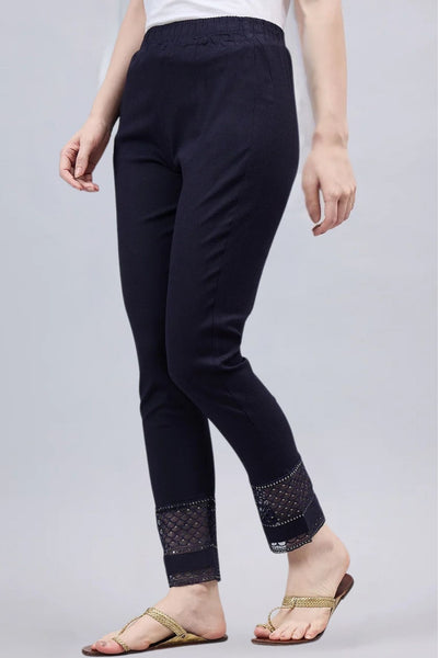 Navy Blue Sequin Lace Pants