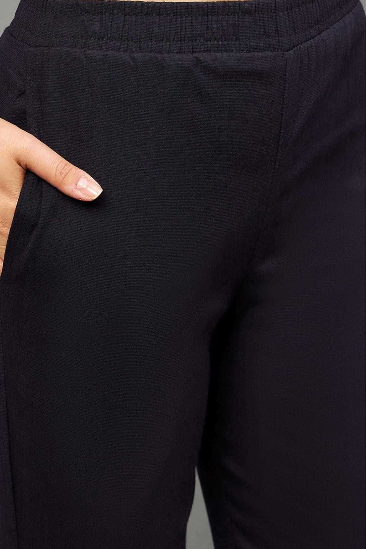 Navy Blue Colour Straight Pant