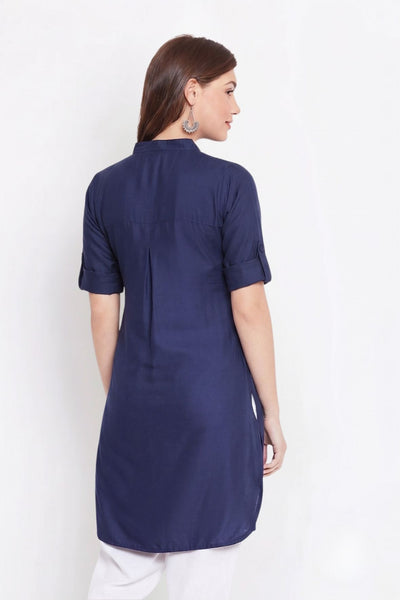 Navy Blue Solid Color Kurti