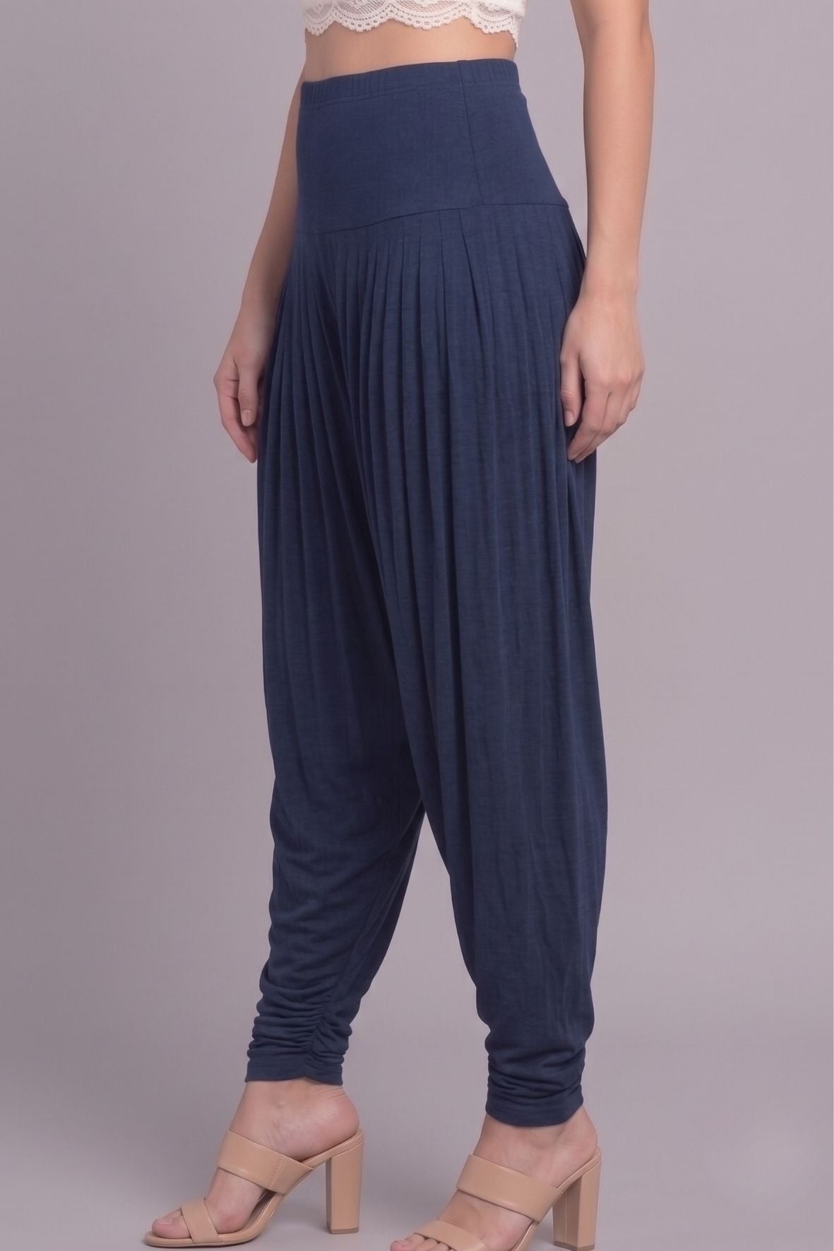 Navy Blue Viscose Plain Dhoti