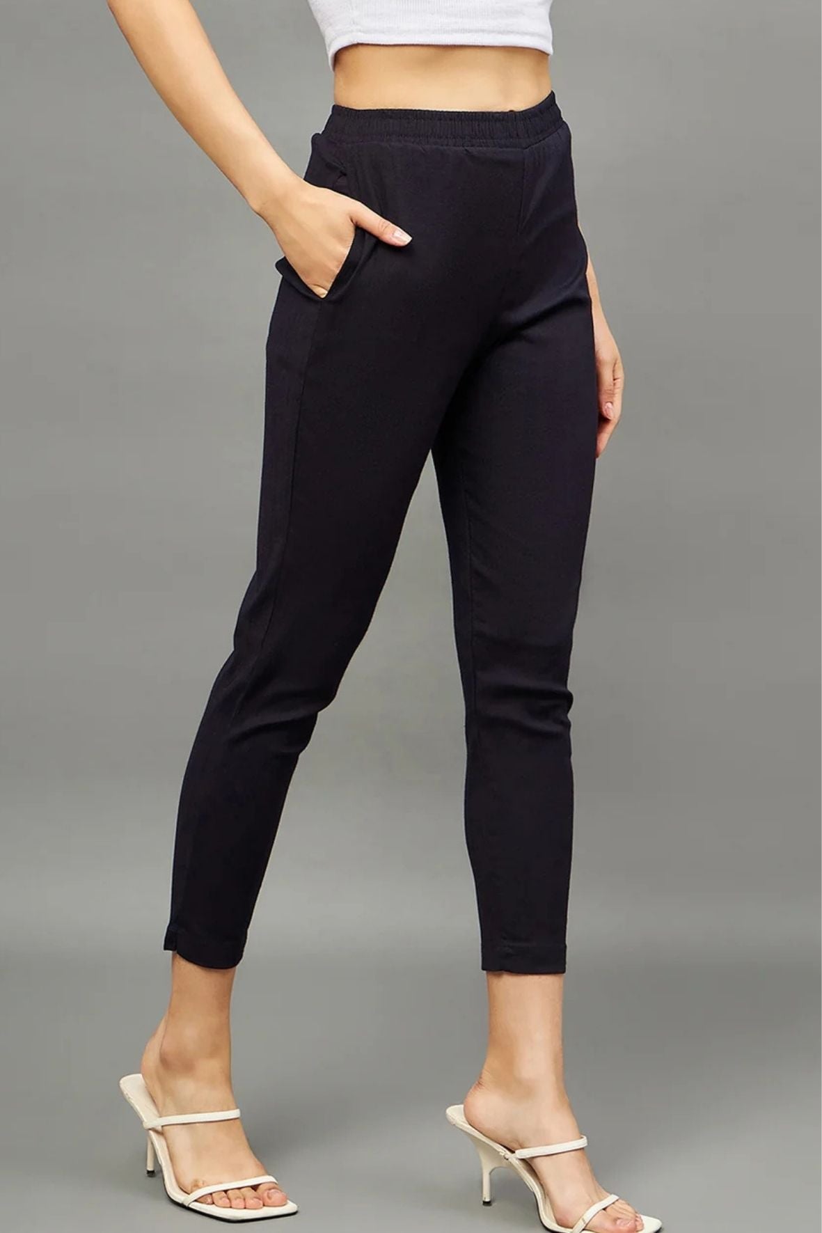 Navy Blue Colour Straight Pant