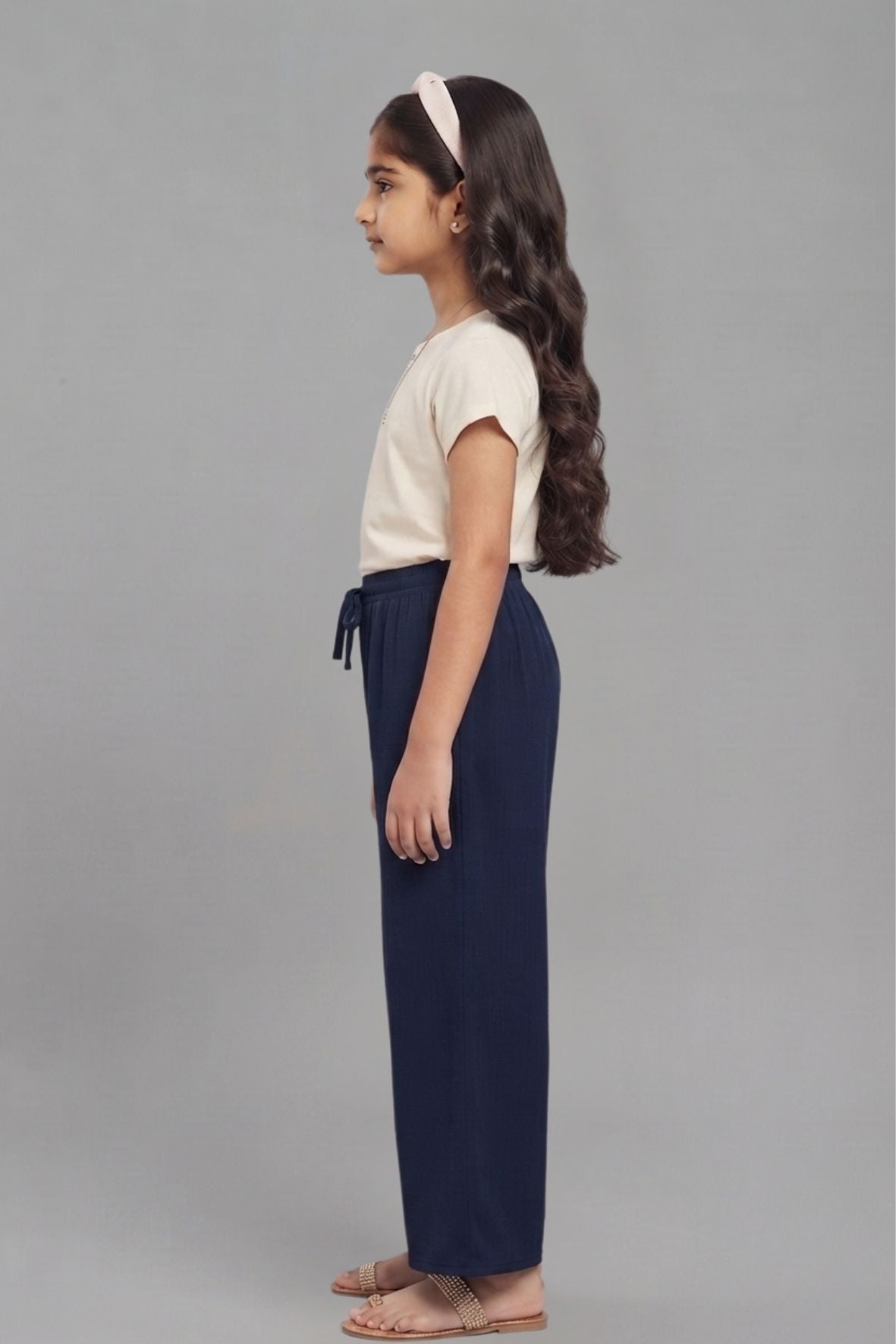 Kids Navy Blue Rayon Palazzo