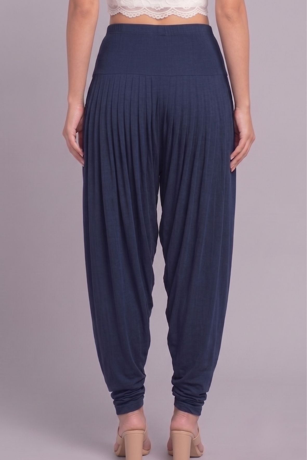 Navy Blue Viscose Plain Dhoti