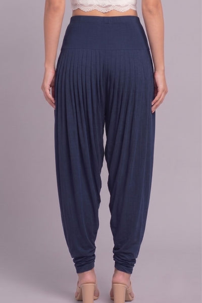 Navy Blue Viscose Plain Dhoti