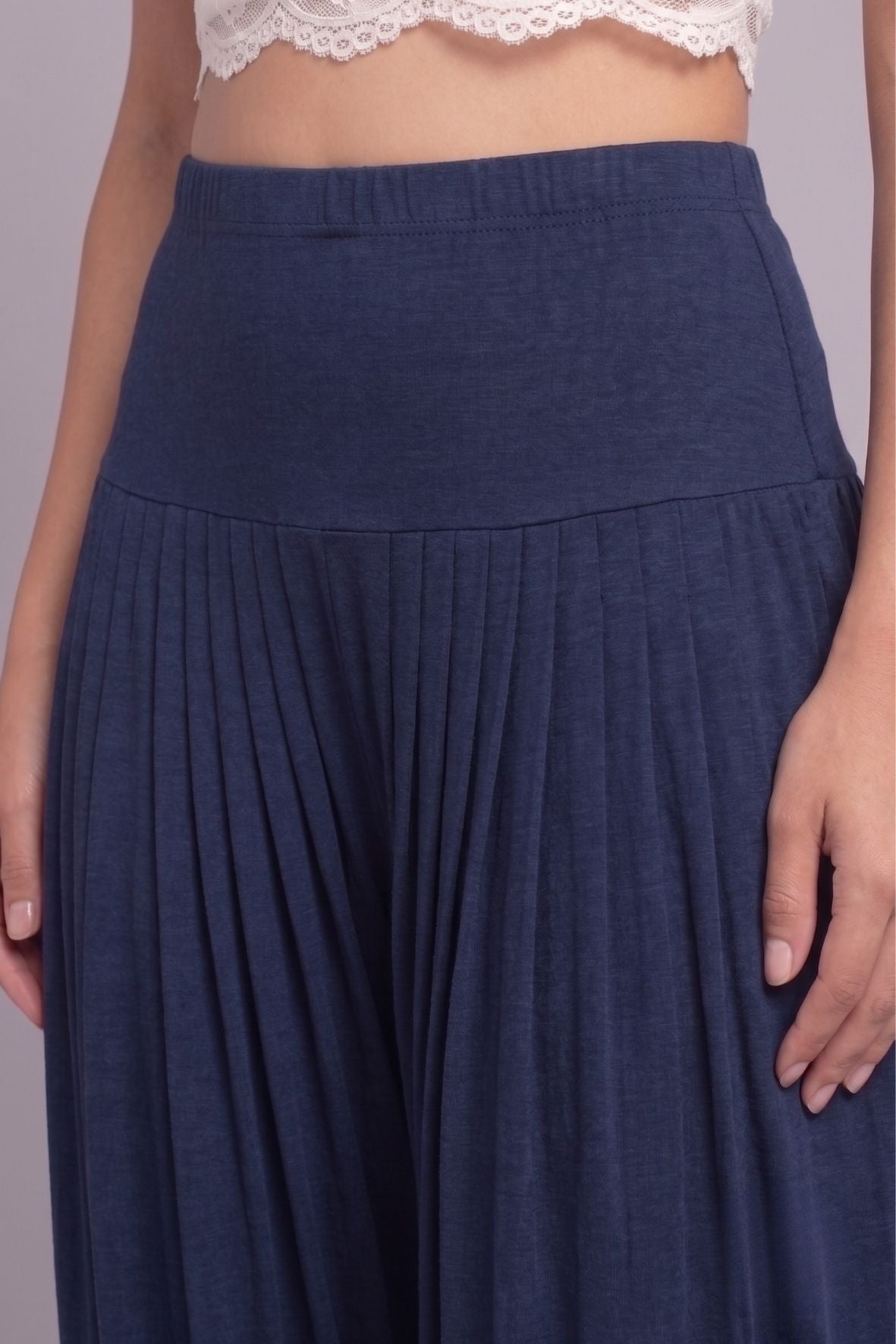 Navy Blue Viscose Plain Dhoti
