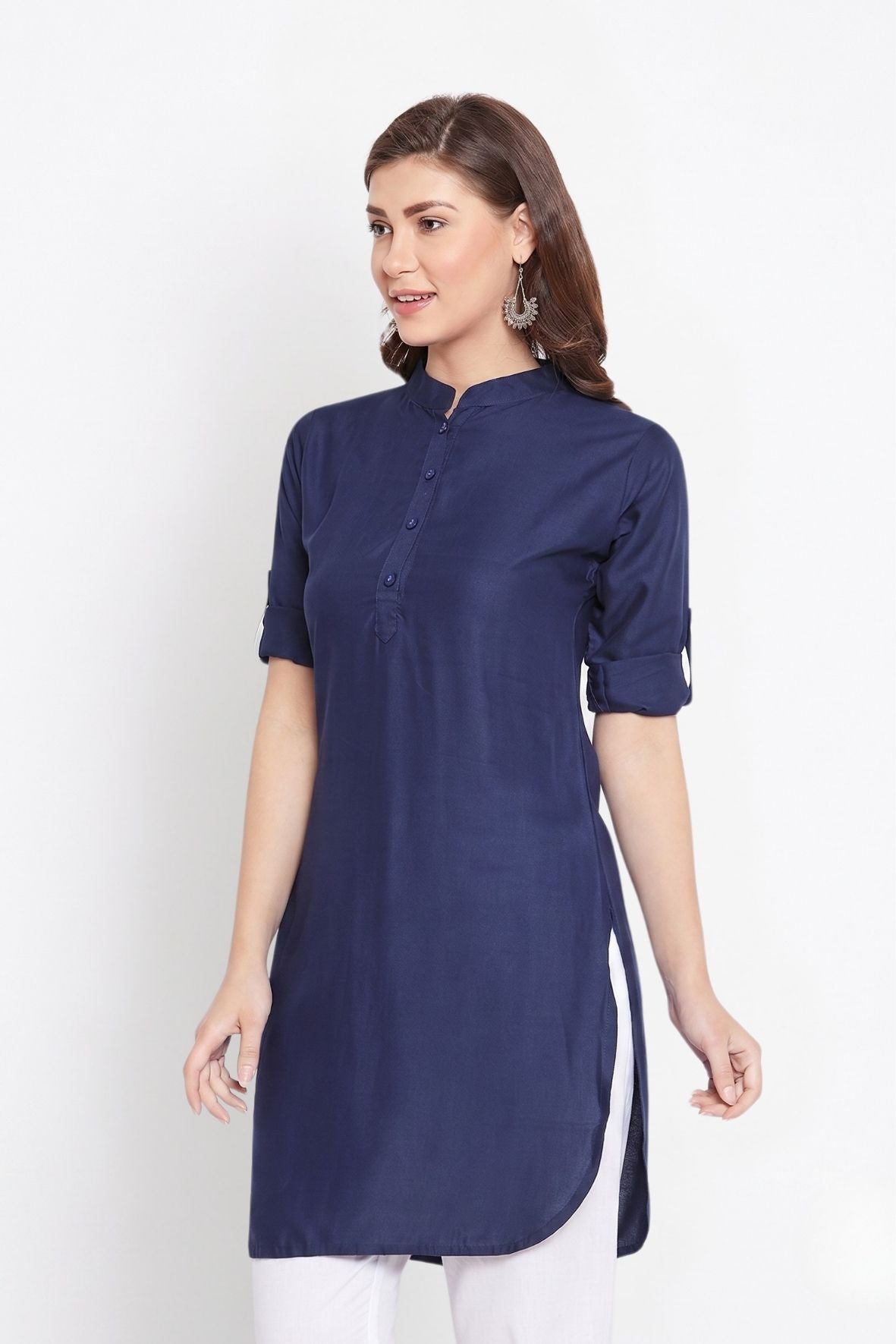 Navy Blue Solid Color Kurti