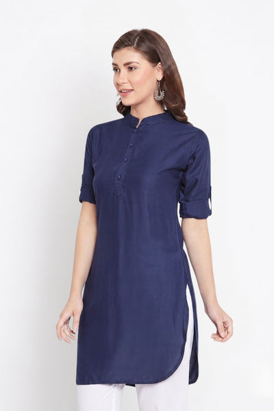 Navy Blue Solid Color Kurti
