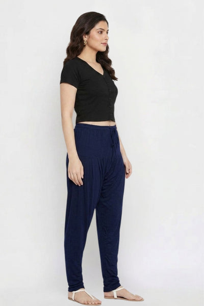 Navy Blue Plain Viscose Patiala