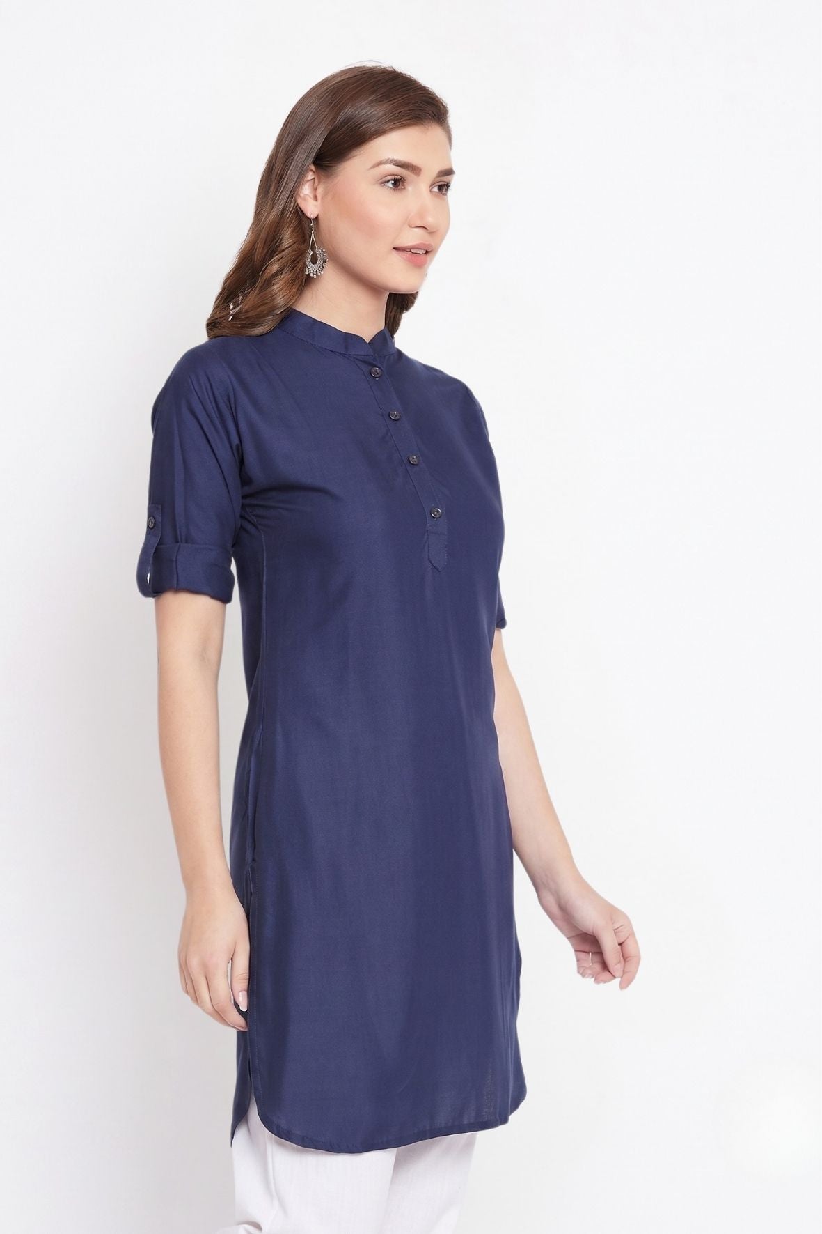 Navy Blue Solid Color Kurti