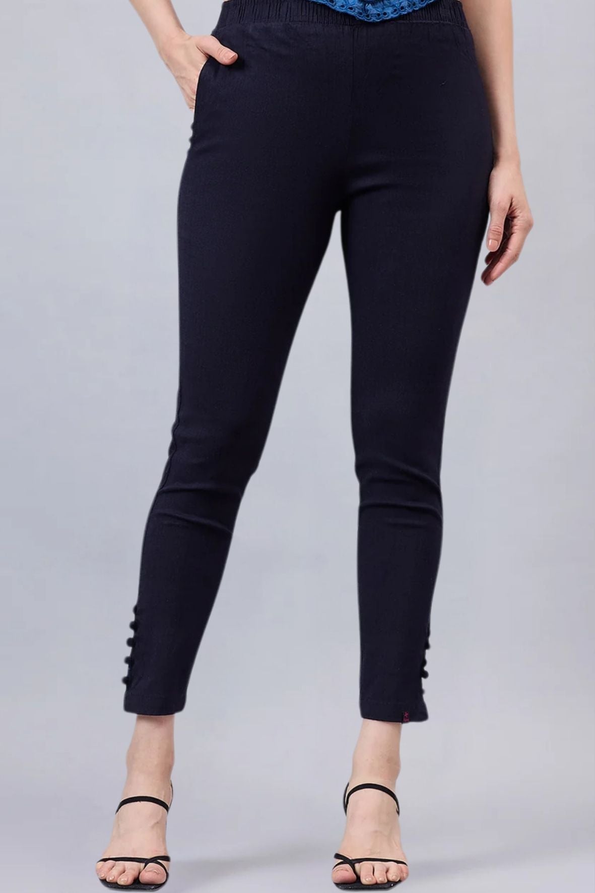 Navy Blue Regular Fit Potli Pants